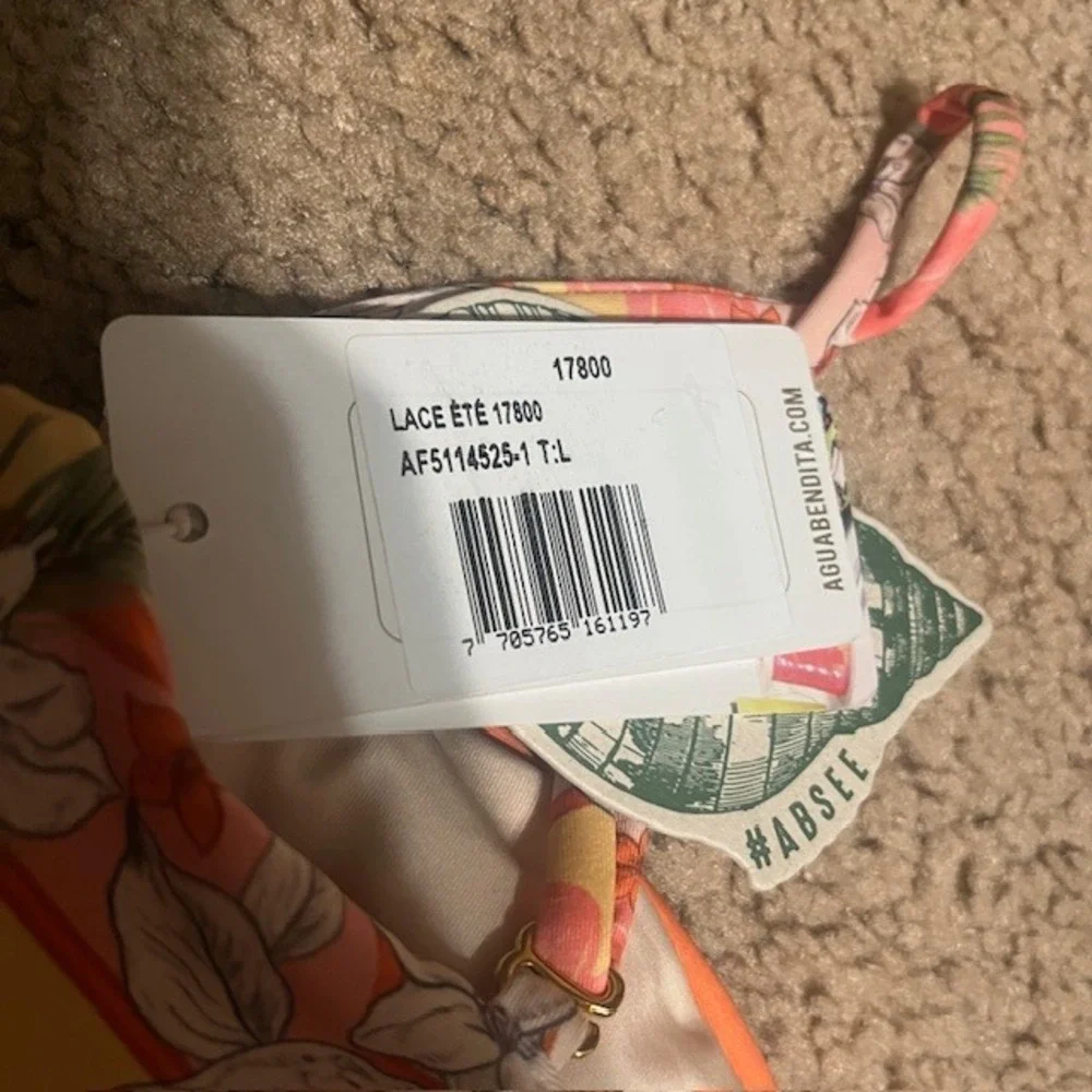 Agua Bendita Lace Ete Ilu Ete Floral Bikini‎ Set Orange Large